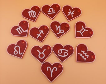 Zodiac Heart Keychain | Heart | Valentine&#39;s Day | For her | For Him | Zodiac