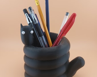 3D Printed Cat Pen Pot Desk Organizer | Stationery Storage, Minimalist Office Decor, Creative Design
