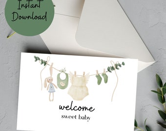 Biglietto stampabile di benvenuto Sweet Baby, download istantaneo