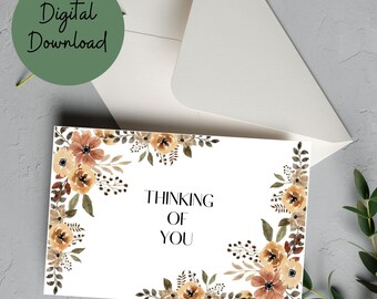 Thinking of You Printable Card, Instant Download