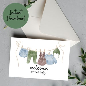 Welcome Sweet Baby Printable Card, Instant Download zdjęcie 1