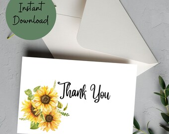 Thank You Printable Card, Instant Download