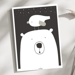 Póster ilustrado para la habitación de tu hijo o bebé, el oso polar 1