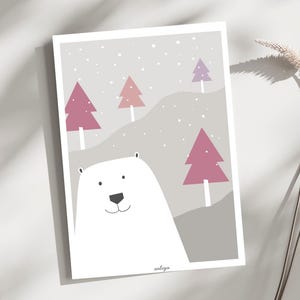 Póster o cartel para la habitación de tu hijo o bebé representando un oso polar, Paseo por la montaña