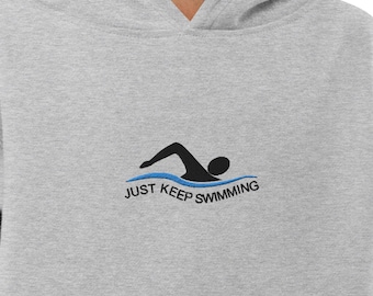 Kids Embroidered Swimming Hoodie, Kids Swim Hoodie, Boys Swim Hoodie, Girls Swim Hoodie, Gift for Swimmer, Swim Team Hoodie, Swimmer Gift