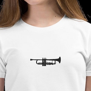 Youth Embroidered Trumpet T-Shirt, Youth Trumpet Shirt, Band t-shirt, Youth Band Shirt, Trumpet Gift, Trumpet Player Gift, Trumpet Shirt