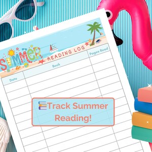 Beach Theme Summer Reading Log: Printable Tracker Sheet (US Letter)