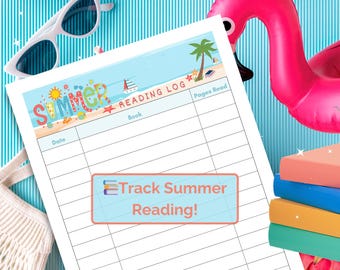 Beach Theme Summer Reading Log: Printable Tracker Sheet (US Letter)