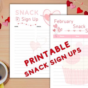 Valentine&#39;s Snack Sign Up Sheet: Printable Class Schedule (PDF)