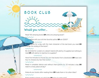 Book Club Game: Would You Rather Printable Activity (PDF)