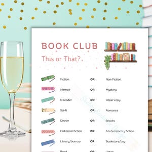 Book Club This or That Game: Printable Reading Group Activity (PDF)