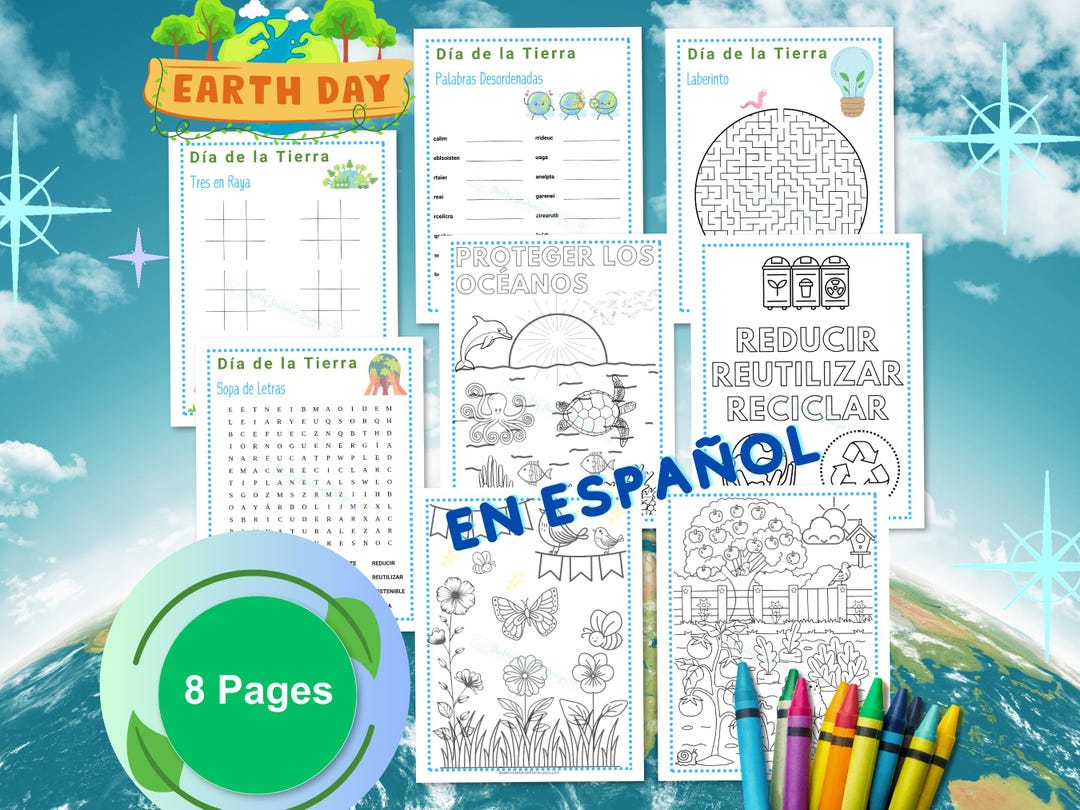 Earth Day Activities in Spanish: Kids Games & Coloring (PDF) - Etsy