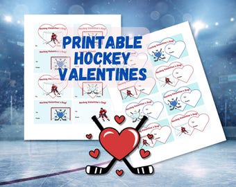 Hockey Valentine's Day Cards for Kids: Printable Team Valentines (Digital Download)