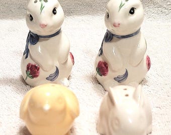 Vintage 1980's and 1990's Easter Themed Salt and Pepper Shakers Lot