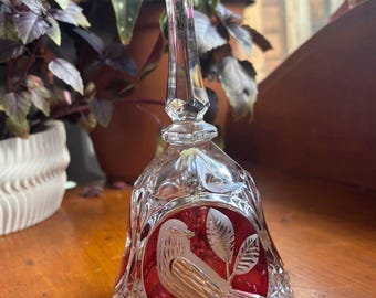 Dzwonek obiadowy Hofbauer Bleikristall Ruby Red 8" Crystal Cardinal Bird Large Bell