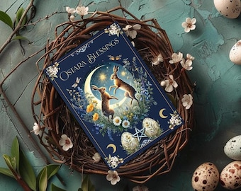 Spring Equinox Card, Ostara blessings, 5x7" easter greeting card with Envelope, Goddess of Spring, Wiccan rustic aesthetic, Pagan altar gift