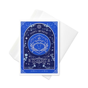 Krebs Geburtstagskarte, Sternzeichen Grüße, Himmlisches Horoskop 5x7 Astrologie Blessings, Vintage ästhetisches Geschenk für witchy Freund, Tarot Mamma