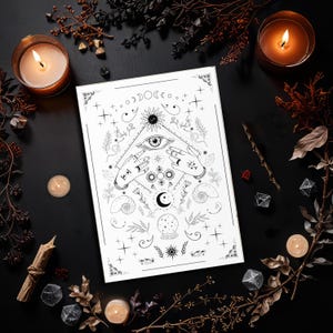 Carte de voeux ésotérique, bénédictions des sorcières, carte postale métaphysique magique avec enveloppe, cadeau de sorcellerie céleste, symboles païens wicca