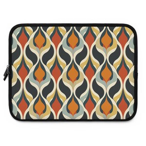 Mid century style Laptop Sleeve 60s Vintage Macbook Case modern 70s abstract Chromebook bag 10" 13" 15" student tech gift ogee Tablet cover