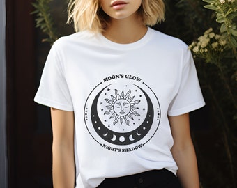 Sun Moon Stars Shirt Spirituele Hemelse Tee Boho Top Mystieke Gift Boho Maanfase Tshirt Jersey Astrologie Witchy cadeau voor Tarot liefhebber