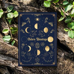 Biglietto di auguri Ostara, equinozio di primavera cartolina 5x7", elegante biglietto della dea Oestre con busta bianca, benedizioni pasquali pagane astrali esoteriche