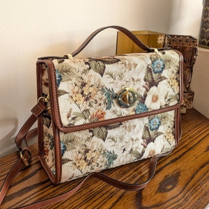 Bolso retro con flores para mujer y correa extraíble, bolso de mensajero Naturecore, bolso vintage Botanic Garden, bolso tipo cartera Cottagecore estilo años 70 y 80