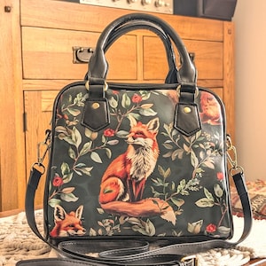 Sac à main Forestcore Fox avec bandoulière amovible, sac à main de voyage witchy à bandoulière, sac décontracté Goblincore, cadeau foxy Cottagecore