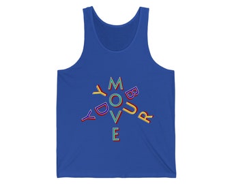 Unisex Jersey Tank top Workout Gym Fitness Active shirt Move Your Body tshirt Colorful letters Cotton motivation sleeveless tee bodybuilding