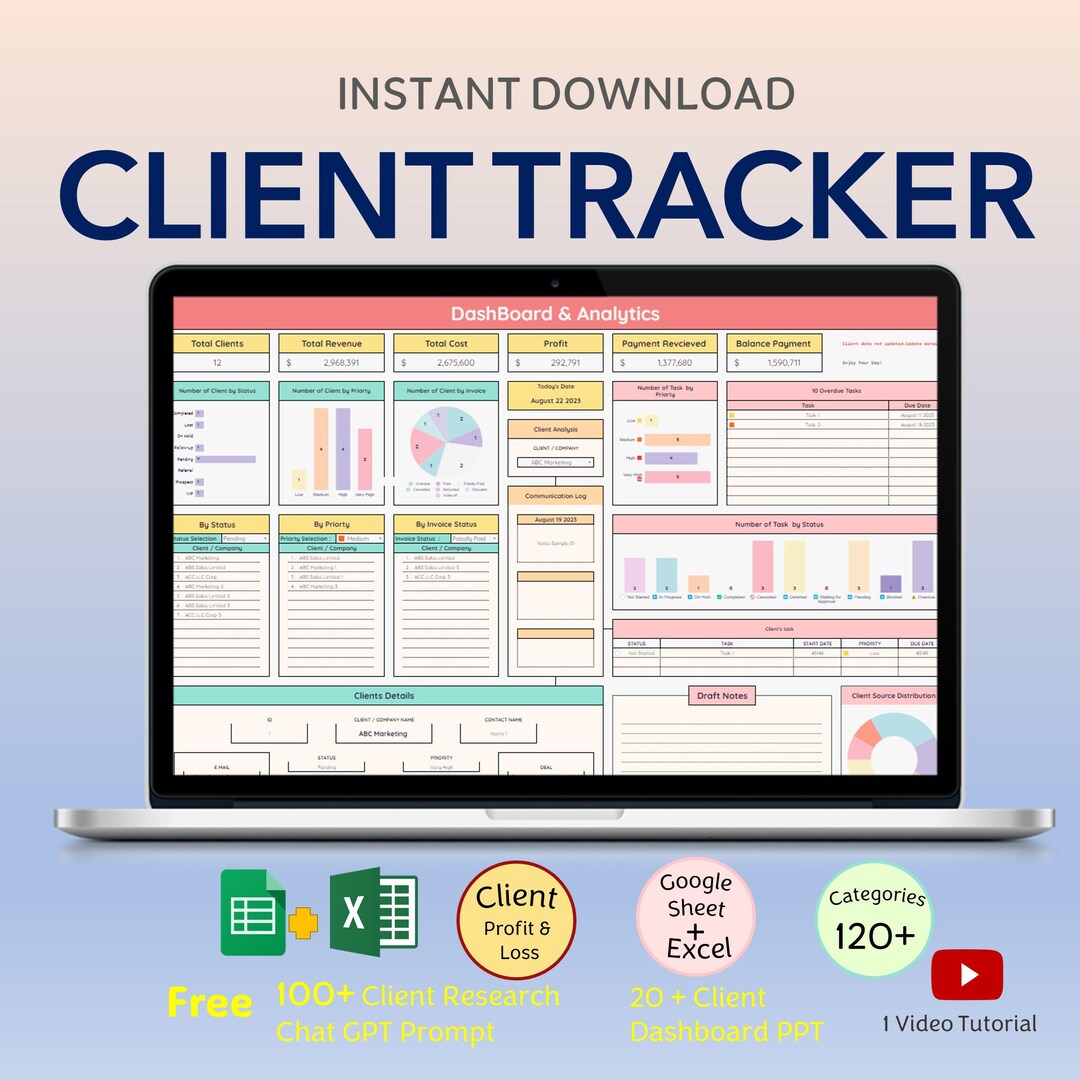 Client Tracker | Client Record Excel | Client Spreadsheet | Excel ...