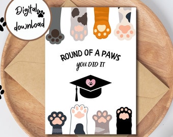 Cute Graduation Card | Cute Cat cards | Achievement Card | College Grad | Highschool Graduation | Encouragement Card | Happy Graduation Card