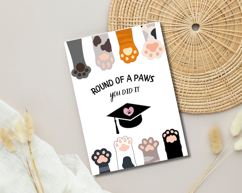 Cute Cat Graduation Card | Achievement Card (digital Download) - Etsy