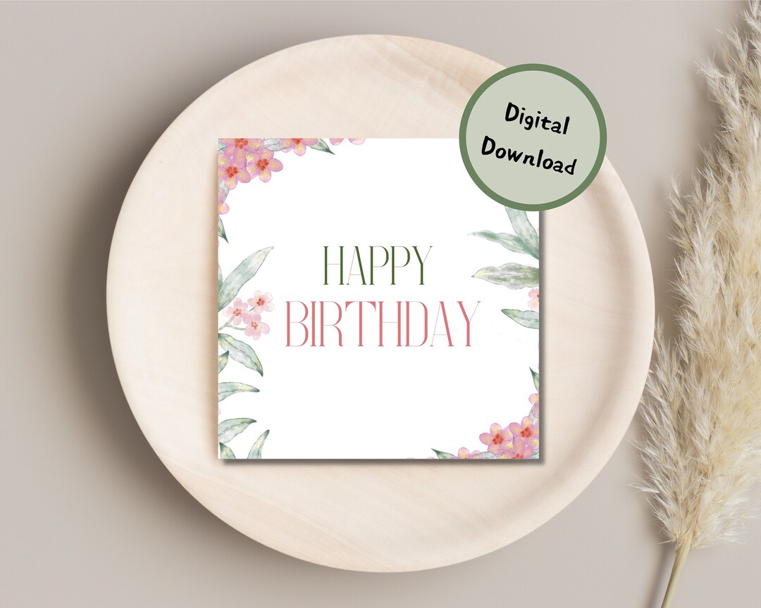 Happy Birthday Card Happy Birthday Grandma Printable Card Floral ...