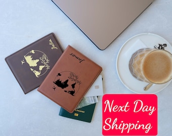Personalized Leather Passport Holder, Leather Luggage Tag, Leather Passport Cover, Custom Passport Cover, Travel Wallet, Mother's Day Gift
