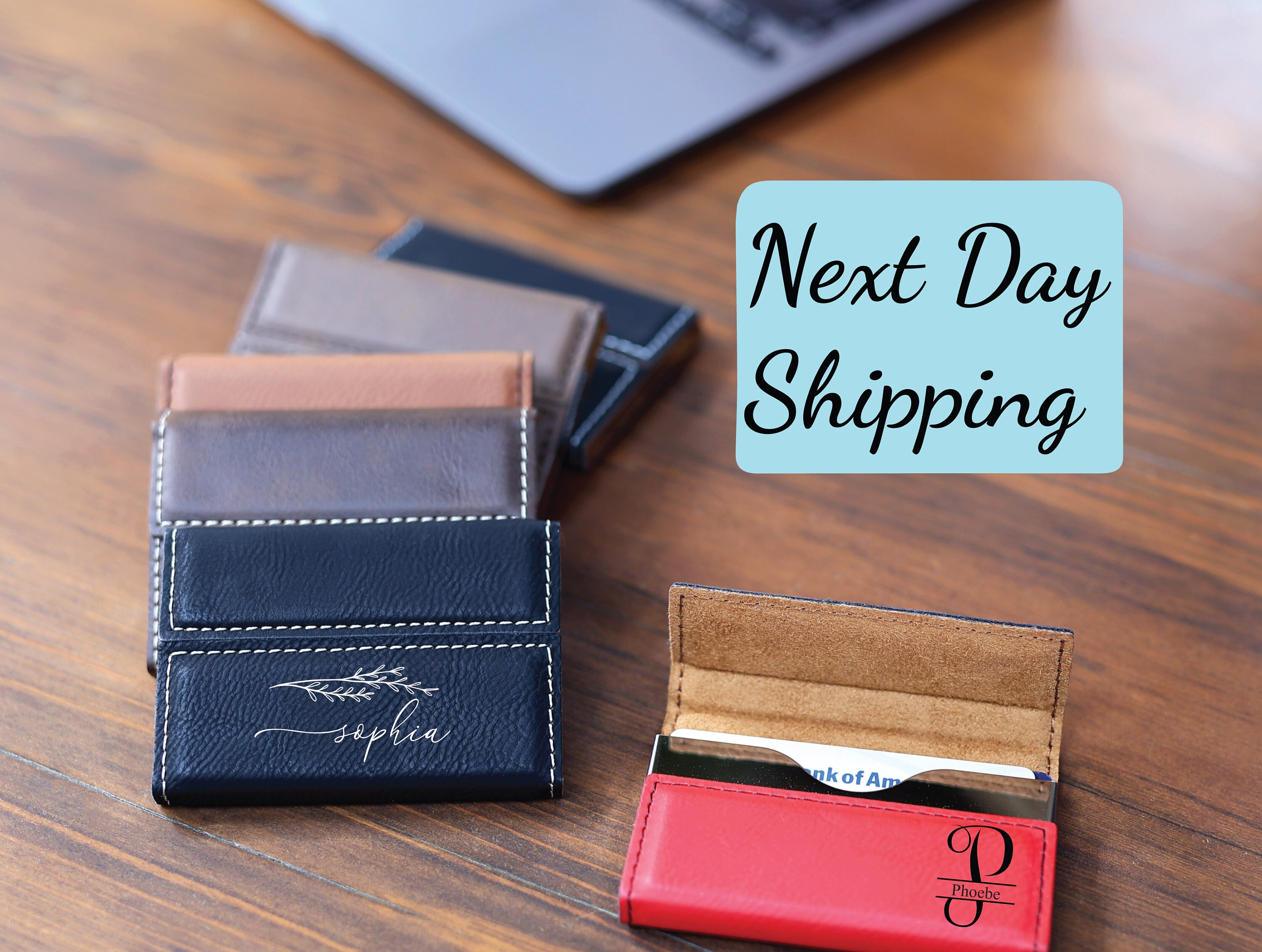 Monogrammed leather business card case discount