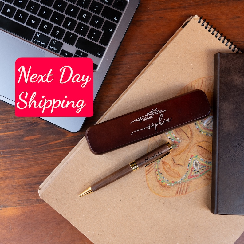Wood Pen Set,Monogrammed Wood Pen,Pen Set,Desktop Pen Holder,Engraved Pen Case,Personalized Pen Set,Dad, Boss Gift,CEO Gift, Mother Day Gift image 1