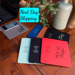 Custom Leather Charging Mat,Personalized Phone Charger,Wireless Phone Charger,Gift For Her,Docking Station, Anniversary,Father&#39;s Day gifts