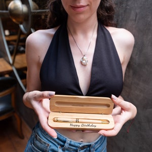 Wood Pen Set,Monogrammed Wood Pen,Pen Set,Desktop Pen Holder,Engraved Pen Case,Personalized Pen Set,Dad, Boss Gift,CEO Gift, Mother Day Gift image 9