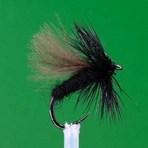 Mini CDC Sedge Black Caddis Terrestrial Trout Fly Fishing Barbless Dry Flies Sizes
