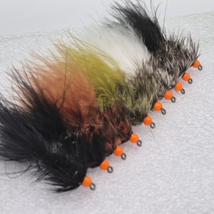 Hot Head Orange Grizzly Woolly Buggers Egg Sucking Leech Trout Fly Fishing Flies Streamers