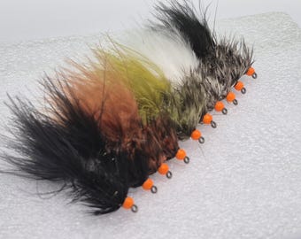 Hot Head Orange Grizzly Woolly Buggers Egg Sucking Leech Trout Fly Fishing Flies Streamers