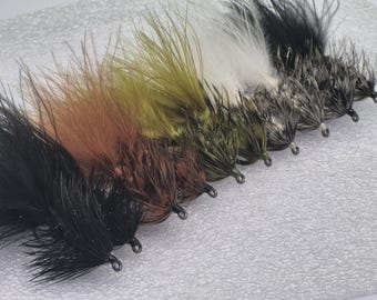 Grizzly Woolly Buggers Trout Fly Fishing Barbless Leech Flies