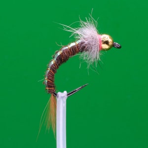 Bead Head Flashback Pheasant Tail Size 10BL Barbless River Fly Fishing Flies Euro Nymphing