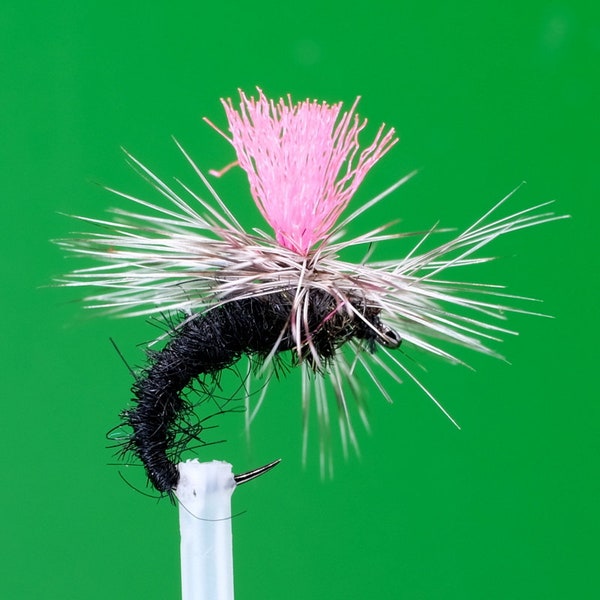 Klinkhammer Hi-Visible Black & Pink Size 14BL Barbless Fly Fishing Trout Grayling Indicator Dry Files