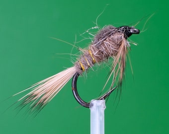 Weighted Gold Ribbed Hare's Ear GRHE Size 12BL Classic Fly Fishing Flies Nymph