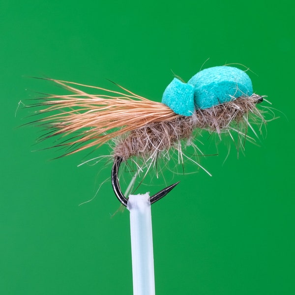 Balloon Caddis Green Size 14BL Barbless Fly Fishing Trout Sedge Dry Flies