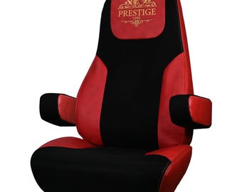 Seat Covers for Trucks - Seat Covers fits Freightliner Cascadia, Truck Seat Covers for Interior Decor Prestige-Line - RED