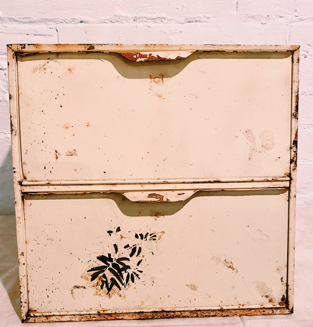 Vintage Metal Twotier Bread Box Rusty Vintage Bread Box Etsy