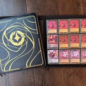 Black Lorcana Lore Book TCG Zippered Storage Binder | LIMITED EDITION Color | 12 Pocket Side Loading 480 Trading Card Capacity