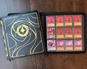 Black Lorcana Lore Book TCG Zippered Storage Binder | LIMITED EDITION Color | 12 Pocket Side Loading 480 Trading Card Capacity