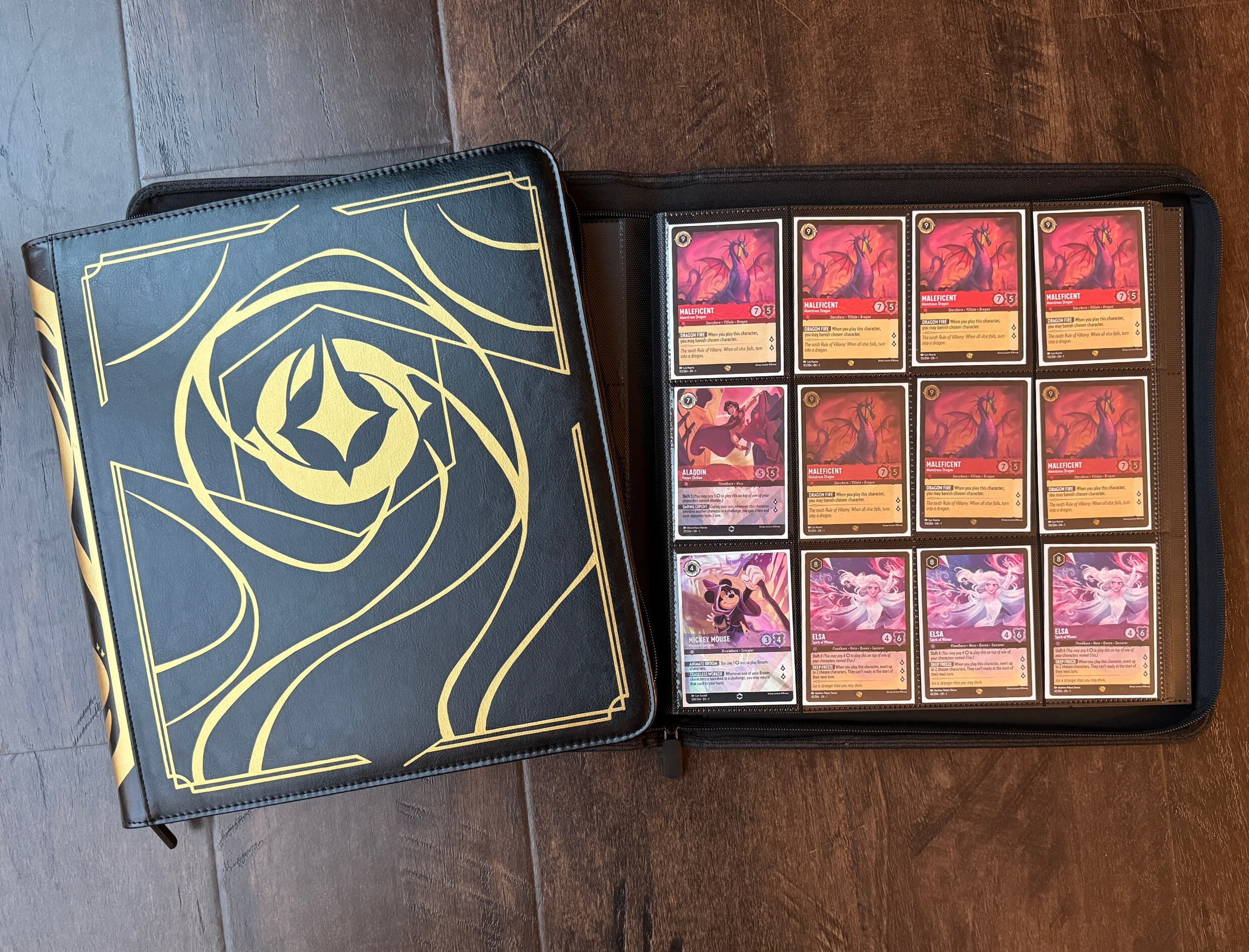 Black Lorcana Lore Book TCG Zippered Storage Binder | 12 Pocket